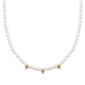 Stainless Steel - Rostfrei Stahl Kette Pearls Gold