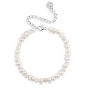 Stainless Steel - Rostfrei Stahl Armb&auml;nder Pearls Silver