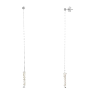 Stainless Steel - Rostfrei Stahl Ohrringe / Ohrstecker Pearls Silver