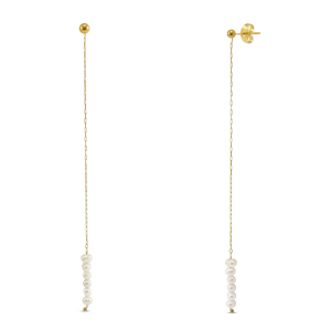 Stainless Steel - Rostfrei Stahl Ohrringe / Ohrstecker Pearls Gold