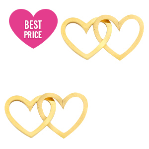 Anh&auml;nger aus Stainless Steel - Rostfreiem Stahl Zwischenst&uuml;ck double Heart Gold