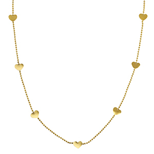Stainless Steel - Rostfrei Stahl Kette Hearts Gold
