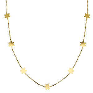 Stainless Steel - Rostfrei Stahl Kette Flower Gold