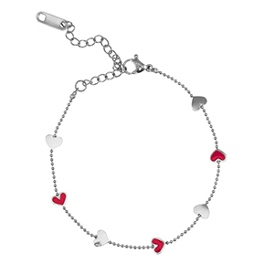 Stainless Steel - Rostfrei Stahl Armb&auml;nder Hearts Silver