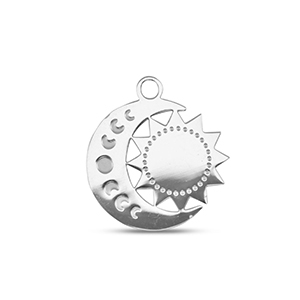 Anh&auml;nger aus Stainless Steel - Rostfreiem Stahl Moon and Sun Silver