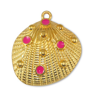 Anh&auml;nger Metall DQ Shell Fuchsia-Gold (Nickelfrei)