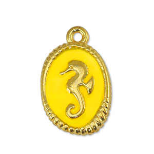 Anh&auml;nger Metall DQ Seahorse Yellow-Gold (Nickelfrei)