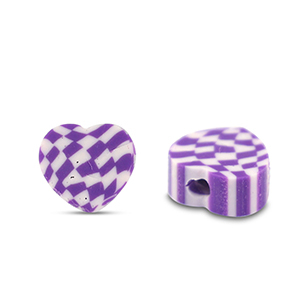Perlen Polymer Heart Purple-White
