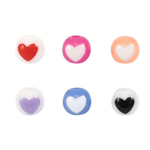 Perlen Acryl Runden Heart Multicolor