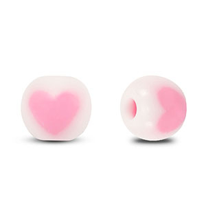 Perlen Acryl Runden Heart White-pink