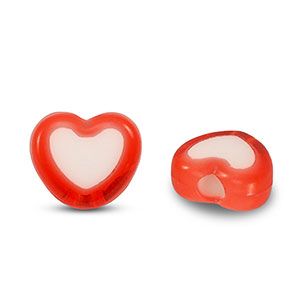 Perlen Acryl Heart Red-white