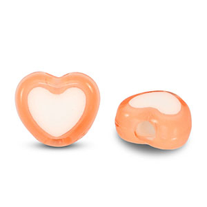 Perlen Acryl Heart Orange-white