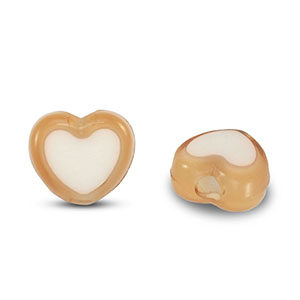 Perlen Acryl Heart Brown-white