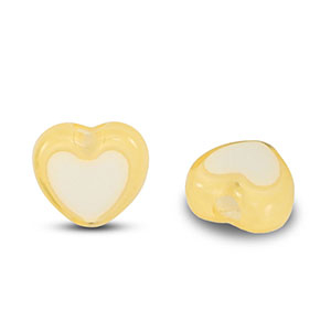 Perlen Acryl Heart Yellow-white