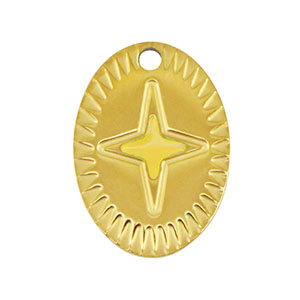 Anh&auml;nger aus Stainless Steel - Rostfreiem Stahl Oval Star Gold-yellow