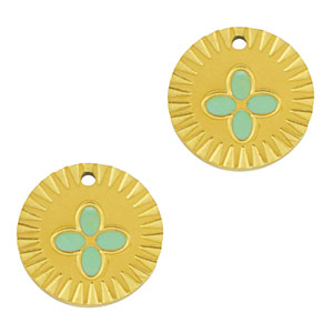 Anh&auml;nger aus Stainless Steel - Rostfreiem Stahl Round Flower Gold-mint green