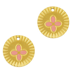 Anh&auml;nger aus Stainless Steel - Rostfreiem Stahl Round Flower Gold-pink
