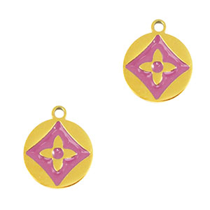 Anh&auml;nger aus Stainless Steel - Rostfreiem Stahl Round Flower Gold-purple