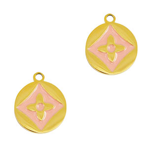 Anh&auml;nger aus Stainless Steel - Rostfreiem Stahl Round Flower Gold-pink