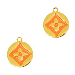 Anh&auml;nger aus Stainless Steel - Rostfreiem Stahl Round Flower Gold-orange