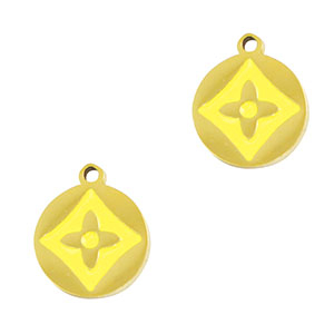 Anh&auml;nger aus Stainless Steel - Rostfreiem Stahl Round Flower Gold-yellow