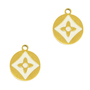 Anh&auml;nger aus Stainless Steel - Rostfreiem Stahl Round Flower Gold-white