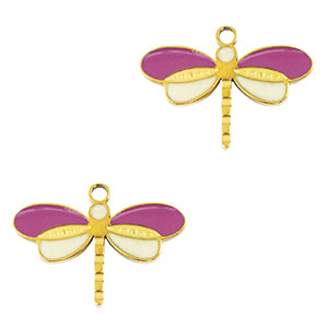 Anh&auml;nger aus Stainless Steel - Rostfreiem Stahl Dragonfly Gold-purple