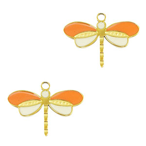 Anh&auml;nger aus Stainless Steel - Rostfreiem Stahl Dragonfly Gold-orange