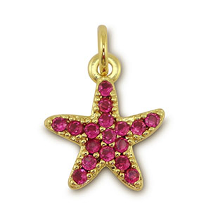 TQ Metall Brass Anh&auml;nger Starfish Gold-magenta