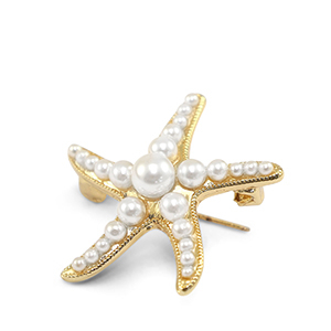 Broschen Starfish with Pearls Gold