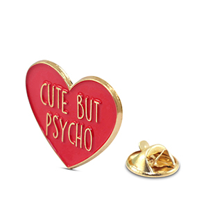 Anstecker Heart "Cute but psycho" Red-gold