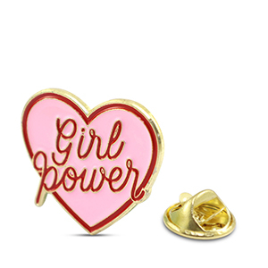 Anstecker Heart "Girl power" Pink-red-gold