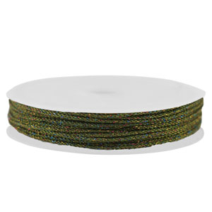Band Macram&eacute; geflochten 1mm Dark green-multicolour metallic