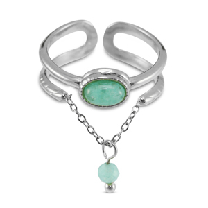 Stainless Steel - Rostfrei Stahl Ringe mit Naturstein Silver-turquoise blue