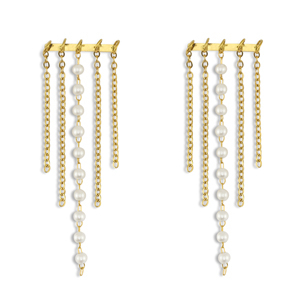 Stainless Steel - Rostfrei Stahl Ohrringe / Ohrstecker with imitation pearls Gold