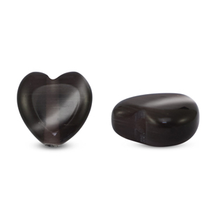 Glas Perlen Cat's Eye Heart Anthracite