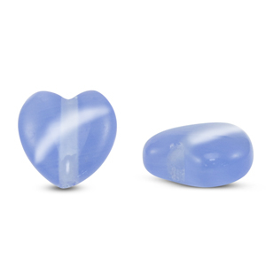Glas Perlen Cat's Eye Heart Lavender blue