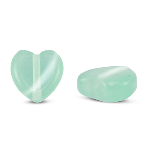 Glas Perlen Cat's Eye Heart Mint turquoise
