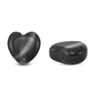 Glas Perlen Cat's Eye Heart Anthracite