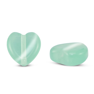 Glas Perlen Cat's Eye Heart Mint turquoise