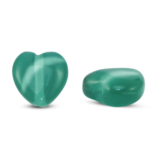 Glas Perlen Cat's Eye Heart Dark green