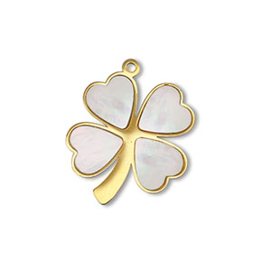 Anh&auml;nger aus Stainless Steel - Rostfreiem Stahl Shell Clover Gold-white (Naturliche Farbe)