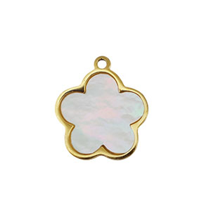 Anh&auml;nger aus Stainless Steel - Rostfreiem Stahl Shell Flower Gold-white (Naturliche Farbe)
