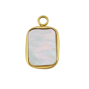 Anh&auml;nger aus Stainless Steel - Rostfreiem Stahl Shell Rectangle Gold-white (Naturliche Farbe)