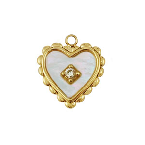 Anh&auml;nger aus Stainless Steel - Rostfreiem Stahl Shell Heart Gold-white (Naturliche Farbe)