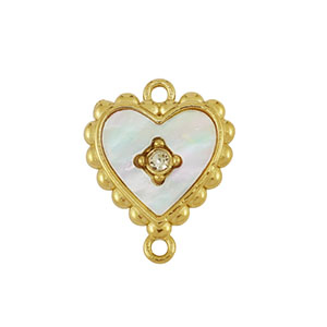 Anh&auml;nger aus Stainless Steel - Rostfreiem Stahl Connector Shell Heart Gold-white (Naturliche Farbe)