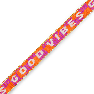 Schmucktextband "Good vibes" Purple-orange-white-gold