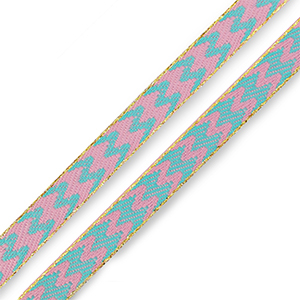 Schmucktextband Flowing Lines Turquoise blue-pink