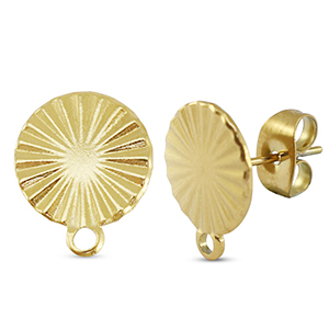 Zubeh&ouml;r aus Stainless Steel - Rostfreiem Stahl Ohrringe / Ohrstecker Round with Loop Gold