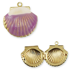 TQ Metall Brass Anh&auml;nger Shell Gold-purple